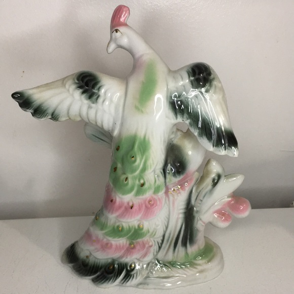 Stunning Vintage Porcelain Asian Peacock Pair Figurine - Picture 4 of 6
